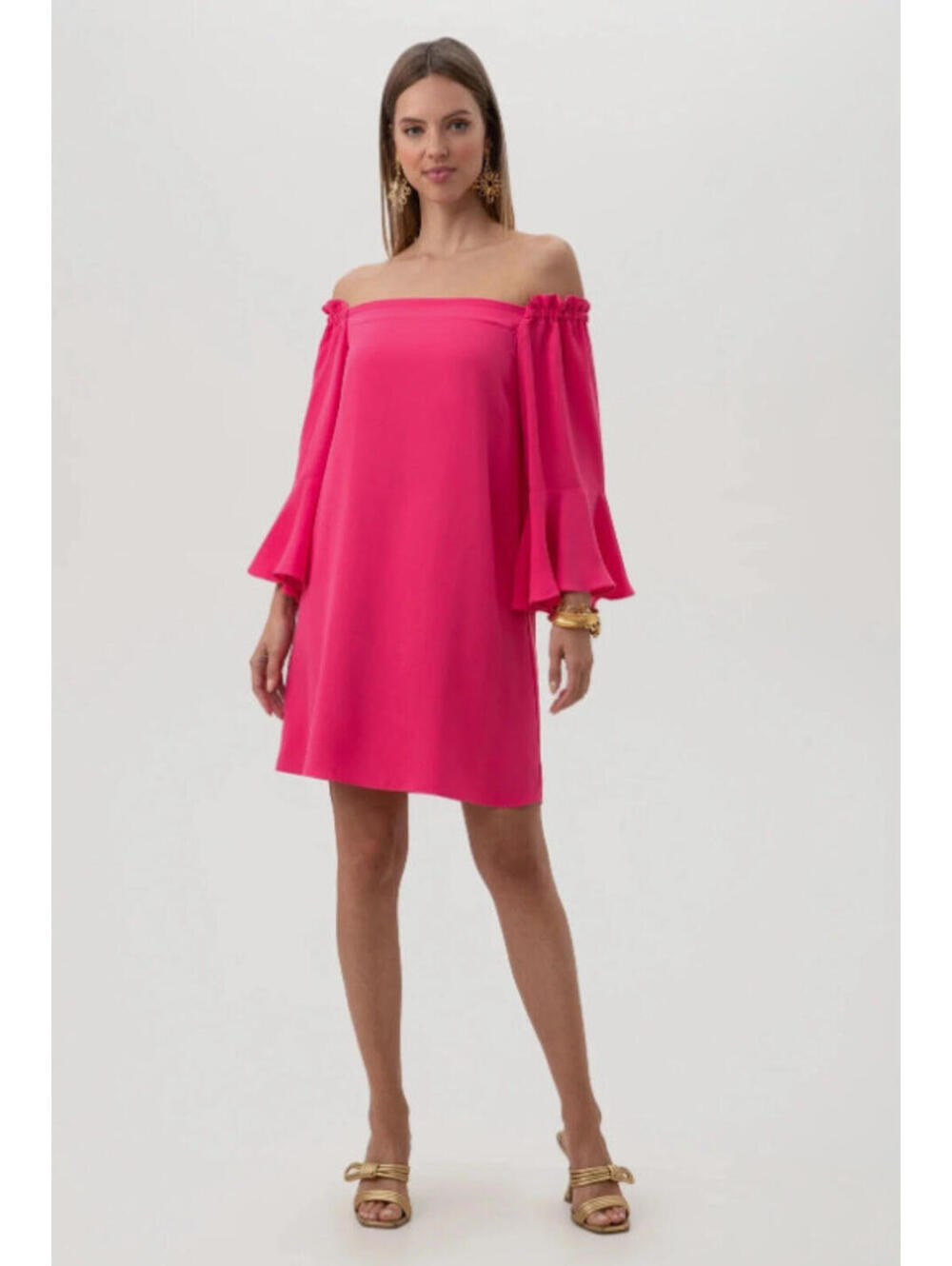 NWT Trina Turk Knox Pink Short  Off Shoulder Dress M $258